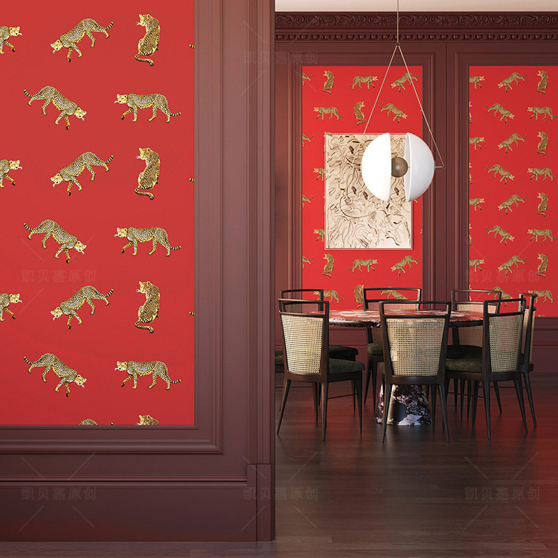 复古豹子卧室床头墙面改造壁纸客厅背景墙玄关装饰防水墙贴自粘,家居饰品,软装墙贴,淘宝优惠券,粉丝福利购,淘宝优惠卷