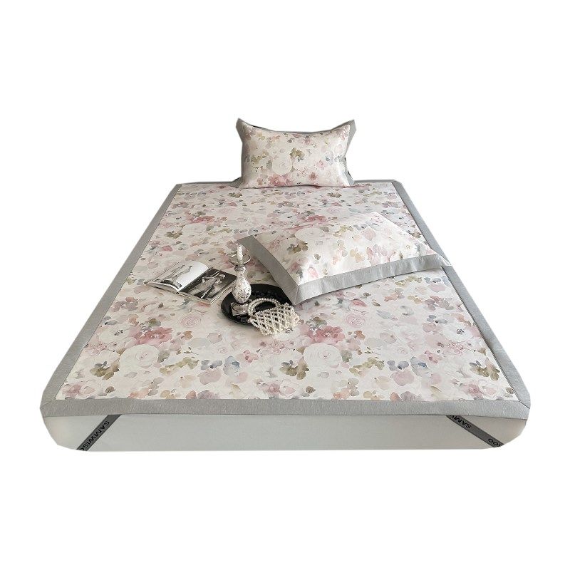 晚照梨花东方美学国风花卉冰丝席三件夏天凉感空调软席可机洗,床上用品,冰丝席,淘宝优惠券,粉丝福利购,淘宝优惠卷