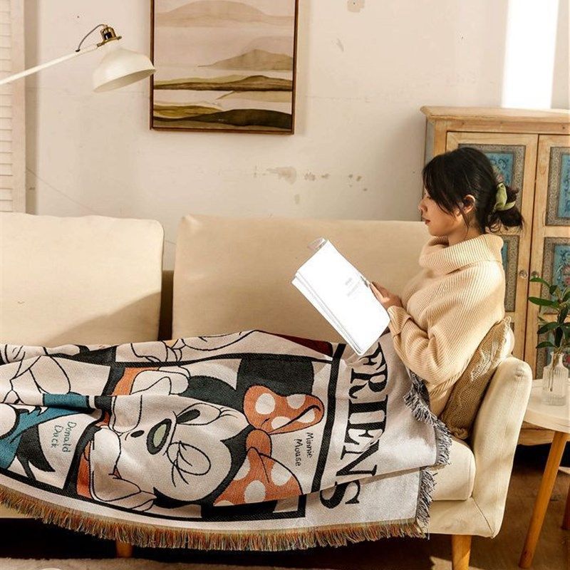 迪士*尼米奇实木沙发毛毯铺床沙发盖毯民宿床尾装饰毯针织毯床搭,床上用品,休闲毯/毛毯/绒毯,淘宝优惠券,粉丝福利购,淘宝优惠卷