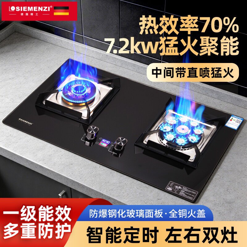 德国精工燃气灶双灶家用天然气灶台式煤气灶嵌入式液化气节能猛火