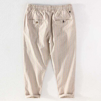 Summer new mens striped wide-leg casual pants mens harem c