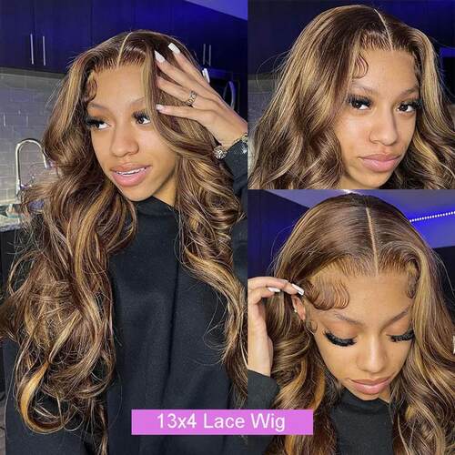 30 Inch Colored Highlight Human Hair Wigs Brazilian Glueless