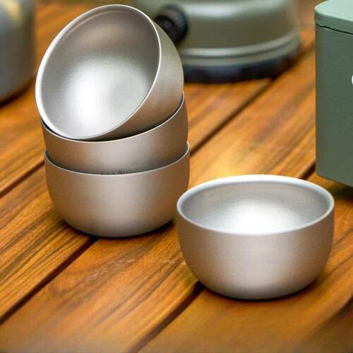 D2 Pure Titanium Double-layer Small Tea Cup Coffee for Outdo
