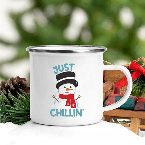 Santa Snowman Print Coffee Mugs Enamel mug Hot Cocoa Chocola