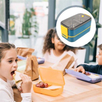 Leakproof Double Layer Lunch Box Green Stainless Steel for