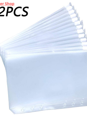12PCS Convenient Clear PVC A5 A6 A7 Binder Pockets Clear Zip
