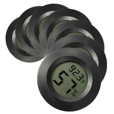 7pcs Digital Hygrometer Thermometer for Reptile Tank Black