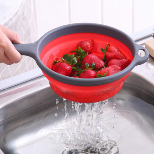 Foldable Silicone Colander Fruit Vegetable Washing Basket St
