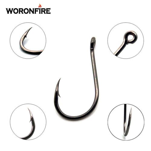 100C High Carbon Steel Fishhooks 50pcs/lot Black Barbed Offs