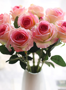 5Pcs 51cm Long Branch Flowers Bouquet Beautiful White Silk R