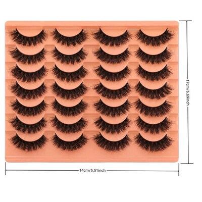 14 Pairs Natural Look False Eyelashes Thick Fluffy Faux Mink
