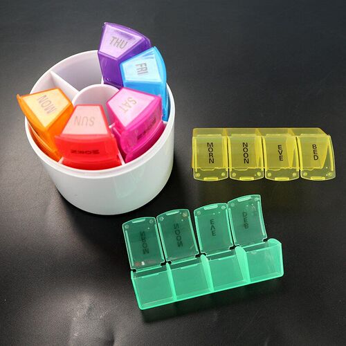 28Grids Pill Box 7 Day Medicine Box Organiser Portable Dispe