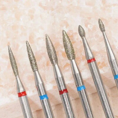 Fine Diamond Nail Drill its Flame Shape Russian Mills Cuticl