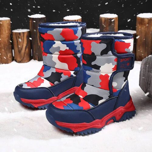 2024 Winter Children Shoes Plush Waterproof Fabric Non-Slip