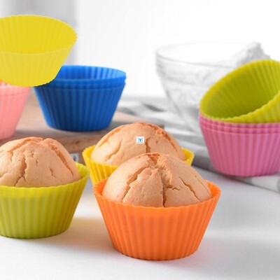 12pcs Silicone Cake Baking Molds Cupcake Molder Round Muffin