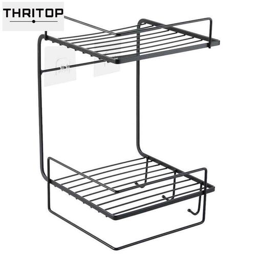 iron wall frame bathroom double deck rack shelf hanger new