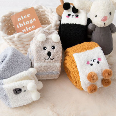 Soft Coral Fleece Knee Socks Winter Warm Girls Women Cute Ca