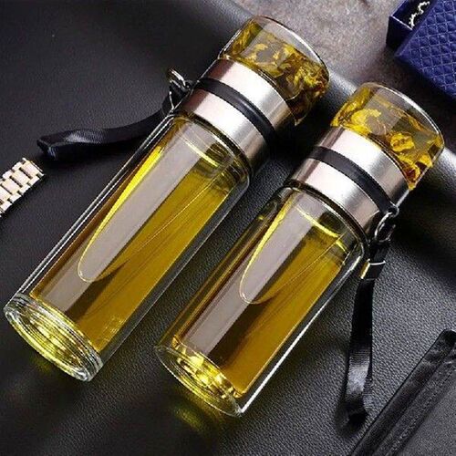 Portable Glass Water Bottle, Double Wall, Thermal Tea Water
