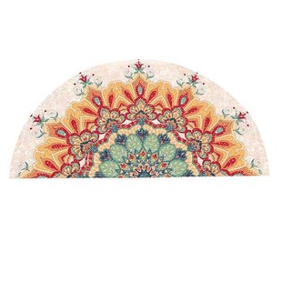 1pc Semi-Circular Door Rug Boho Style Floor Mat Vintage
