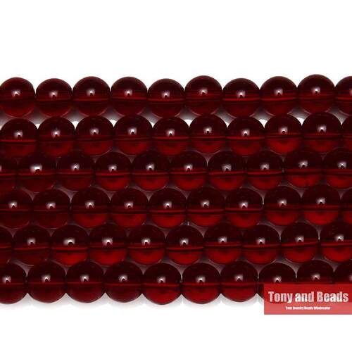 Natural Smooth Garnet Color Glass Loose Beads 15  Strand 6 8
