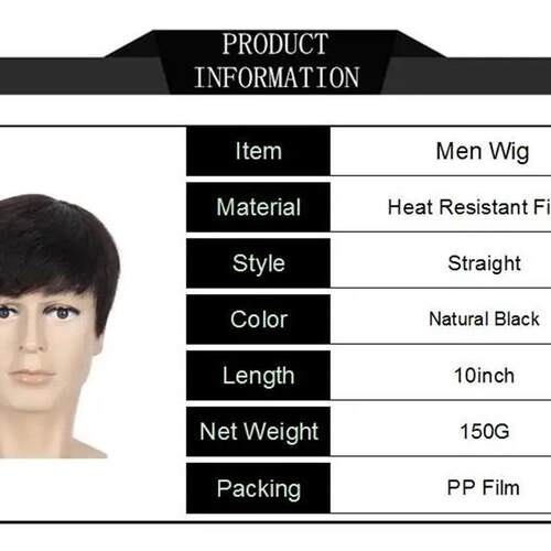 Gres Natural Straight Men Short Wigs High Temperature Fiber