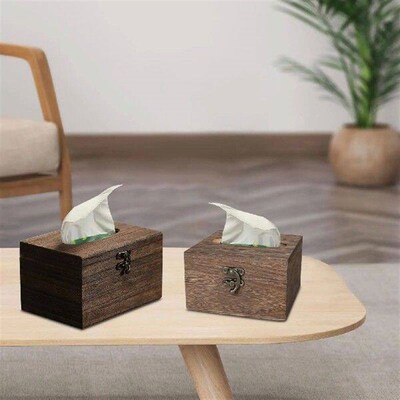 Wooden Tissue Box Facial Hand Towel Storage Tray Napkin