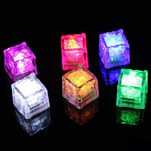 6pcs LED Light Up Ice Cubes  Color Waterproof Luminous LED I