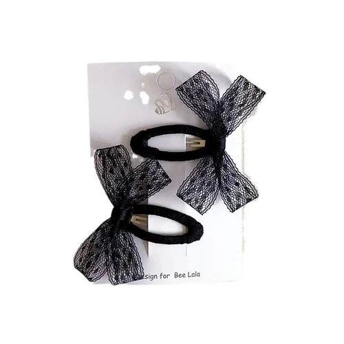 2pcs/set Elegant Princess Bow Baby Girl Hair Clip Black Colo