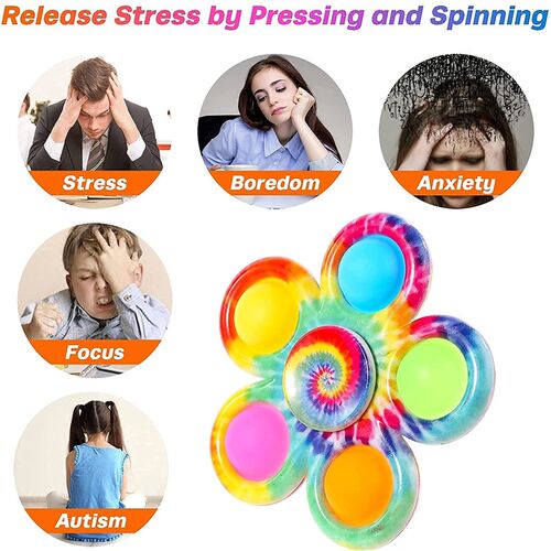 4pcs Fidget Spinner Toys Tie Dye Pop it Set玩具指尖陀螺旋转