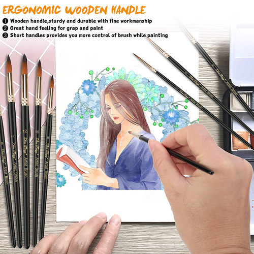 12pcs Paint Brushes Set Professional Paint Brush Round Point