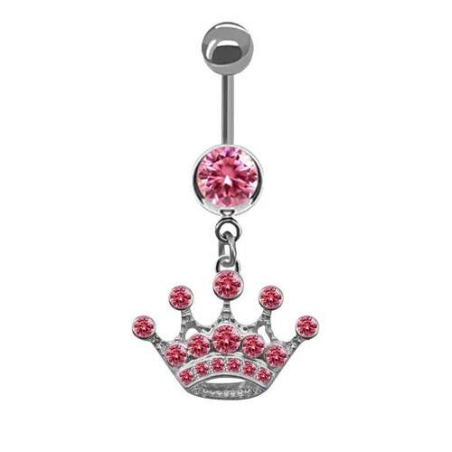 Sweet Butterfly Crown Heart Drop Belly Button Pink White Cry