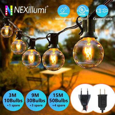 50Ft Patio String Light Outdoor Garland Lights ,220V Connect