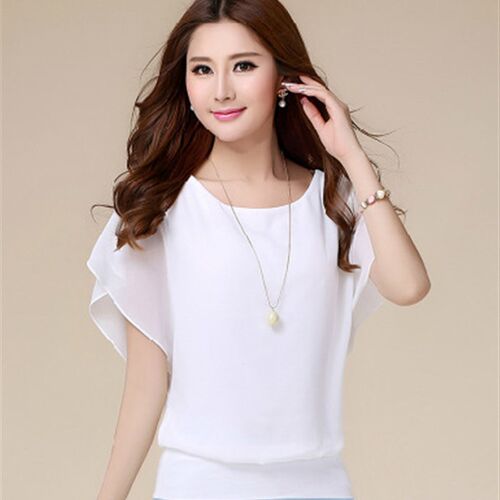 Summer Casual Short Sleeve Women Blouse 5XL Plus Size Chiffo