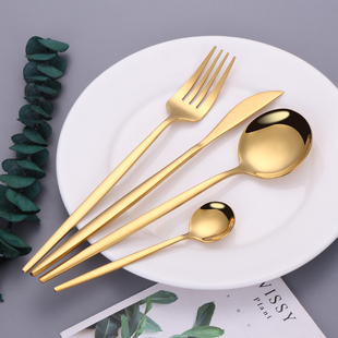 Gold Cutlery Set Stainless Steel Golden Knives Forks Spoons