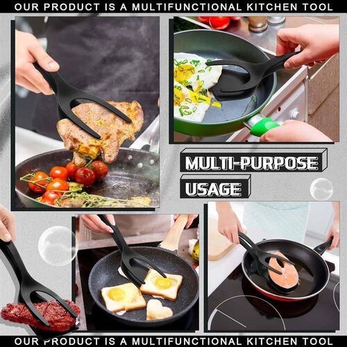 2 in 1 Grip Flip Spatula Clamp Egg Pancake Fish French Toast