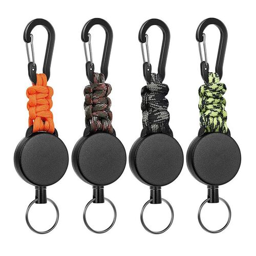 Retractable Keychain Anti-Theft Badge Reel Carabiner Hook Ou