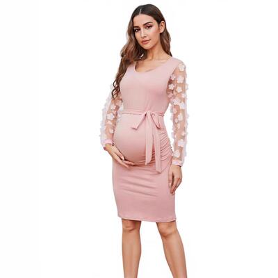 裙 flower maternity dress summer long sleeved pregnant woman