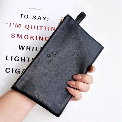 Portable PU Leather Cosmetic Bag Solid Color Zipper Coin