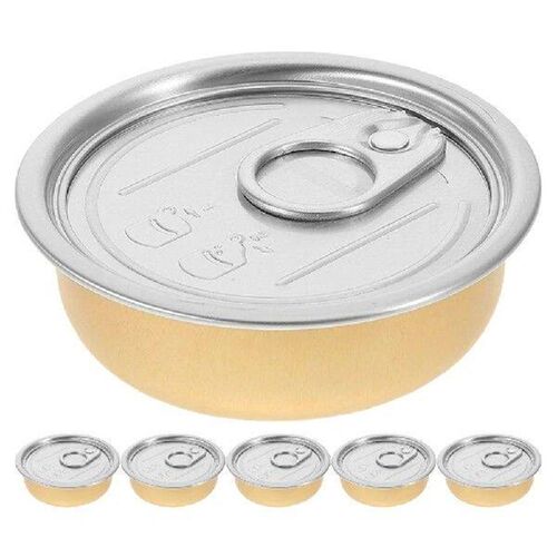 6 Pcs Cans Snacks Container Metal Round Tin with Cover