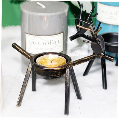 Christmas black deer candlestick iron candlestick decoration