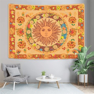 东南亚日月太阳神挂布卧室床头布墙布背景墙面布置房间装 饰风挂毯