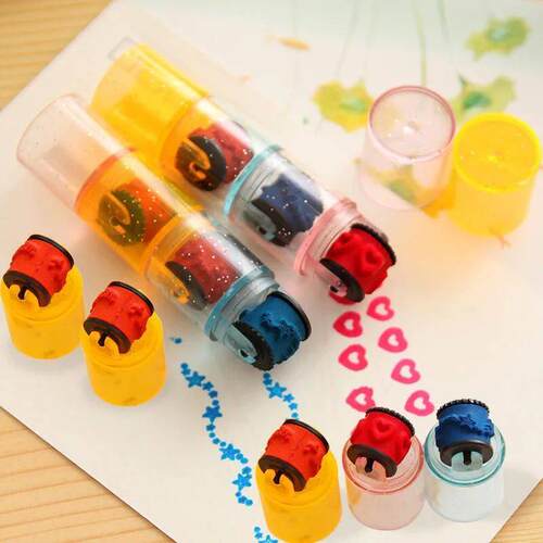 Kids Colorful Ink Pad Stamp Seal Preschool Funny Toy Learnin