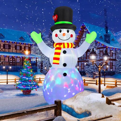 2.2M Christmas Snowman Inflatable Model Rotate LED Light Gre