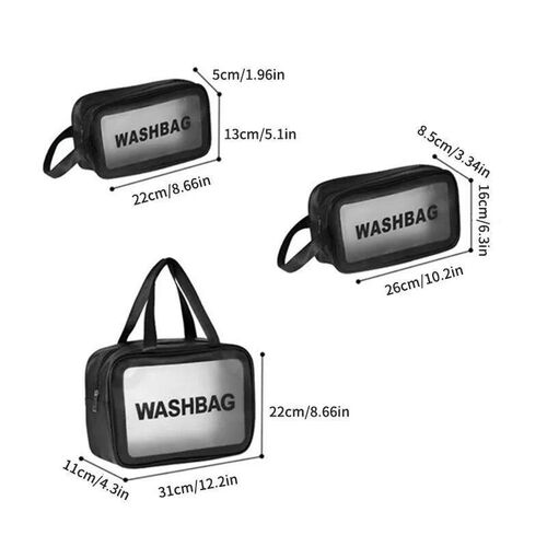 1pcs  Pu Transparent Three Piece Makeup And Toiletries Bag,