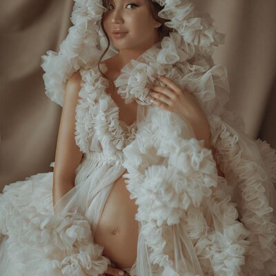 Luxury Evening Dresses Tulle Robes Custom Made Long Sheer Wo