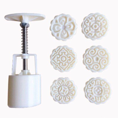 white plastic mould Concave Flower Round Moon Cake Cake Moon