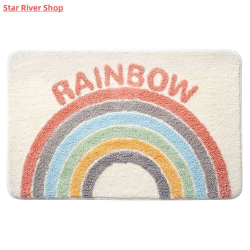 Rainbow Absorbent Bathroom Mat Bathtub Side Carpet Microfibe