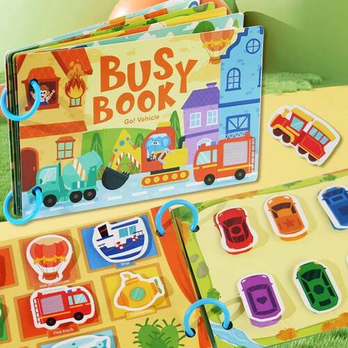 Busy Book for Kids, Animals Vehicles Dinosaurs Stickers, Mat