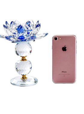 7 colors Crystal Glass Lotus Flower Metal Candle Holders Fen