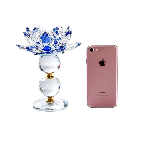7 colors Crystal Glass Lotus Flower Metal Candle Holders Fen